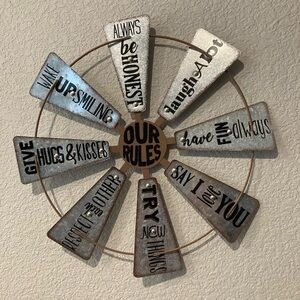 Farmhouse, metal our rules, decor